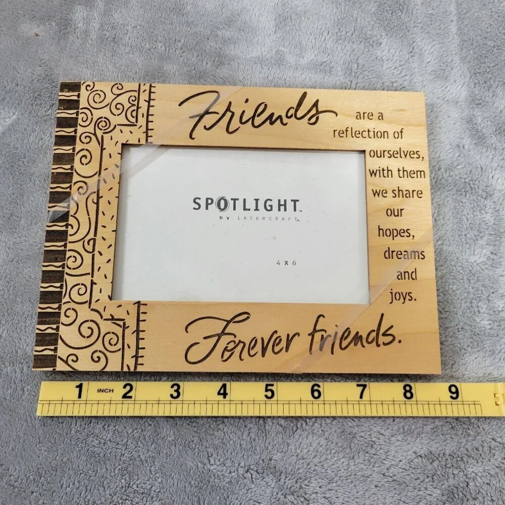 Lasercraft Friends Forever Picture Frame 4x6 Rustic Wood Reflection Photo S23E